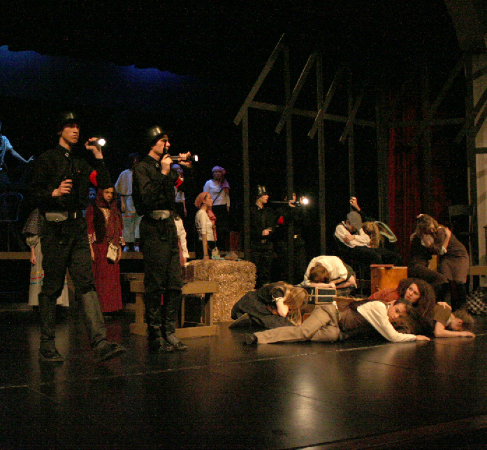 Jewish children hide from Nazi soldiers in LHS 2011 District Championship and State Runner Up production of Home on the Mornin Train. 
