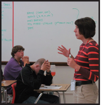 New English
teacher Nikki Barnes teaches
her class