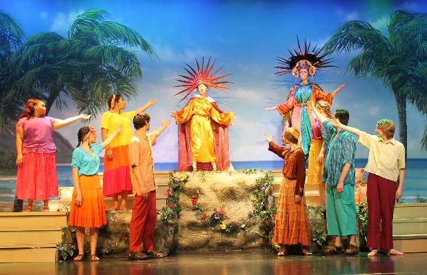 The cast of the LHS musical, Once on This Island, perform a scene on Wed. Feb. 25, 2015. They will also perform for the student body later today. The show opens tonight at 7 p.m. in the Ted Sorensen Theatre. Photo by Van Le