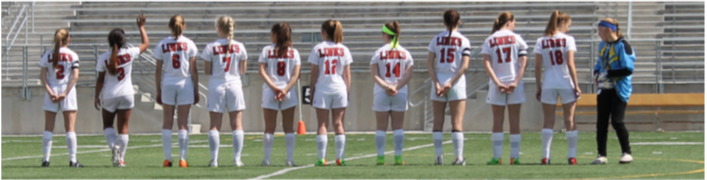 Varsity starters line up during the pregame against Lincoln South- east on April 7th, 2017 during Heartland Athletic Conference.