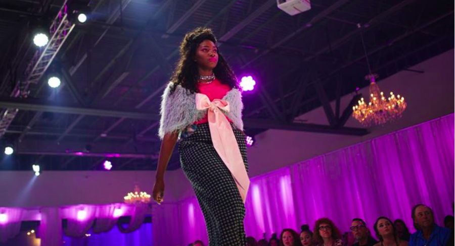 Maia Ramsay(12) walks the runway at the Omaha Design Center on August 26th, 2017. Photo courtesy of Kathy Rae photography. 