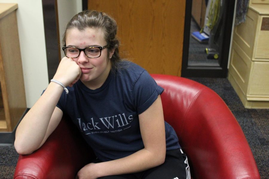 Lydia Soucie (12) poses as a bored student. Photo illustration by Maicee Ingwerson. 