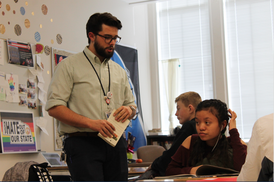 English teacher Derrick Goss teaches a lesson on February 21, 2018. Photo Courtesy of Sidney Froistad.   