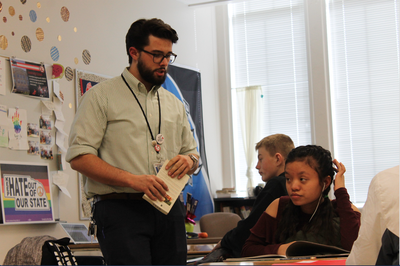 English teacher Derrick Goss teaches a lesson on February 21, 2018. Photo Courtesy of Sidney Froistad.