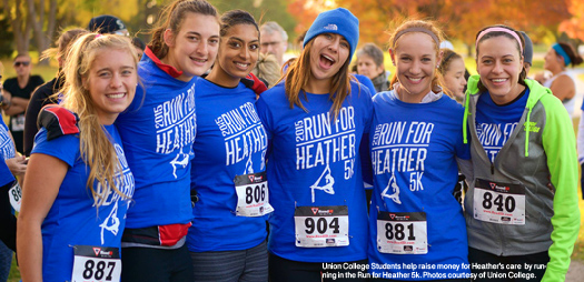 Union College Students help raise money for Heathers care by running in the Run for Heather 5k. Photos courtesy of Union College.