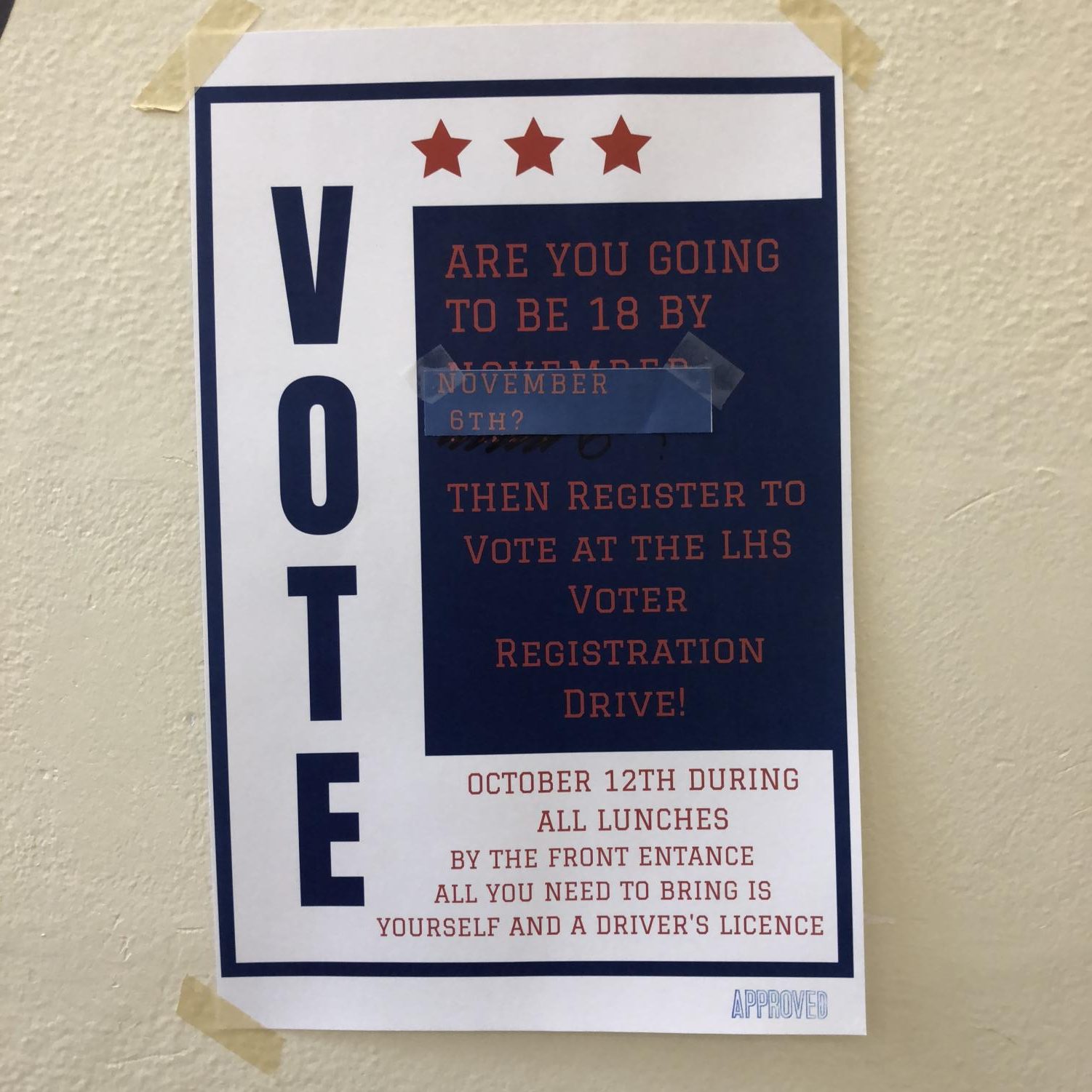 Lincoln High Young Democrats will host a voter registration drive this Friday, Oct. 12, 2018 during all lunches in the main entrance hallway on first floor.