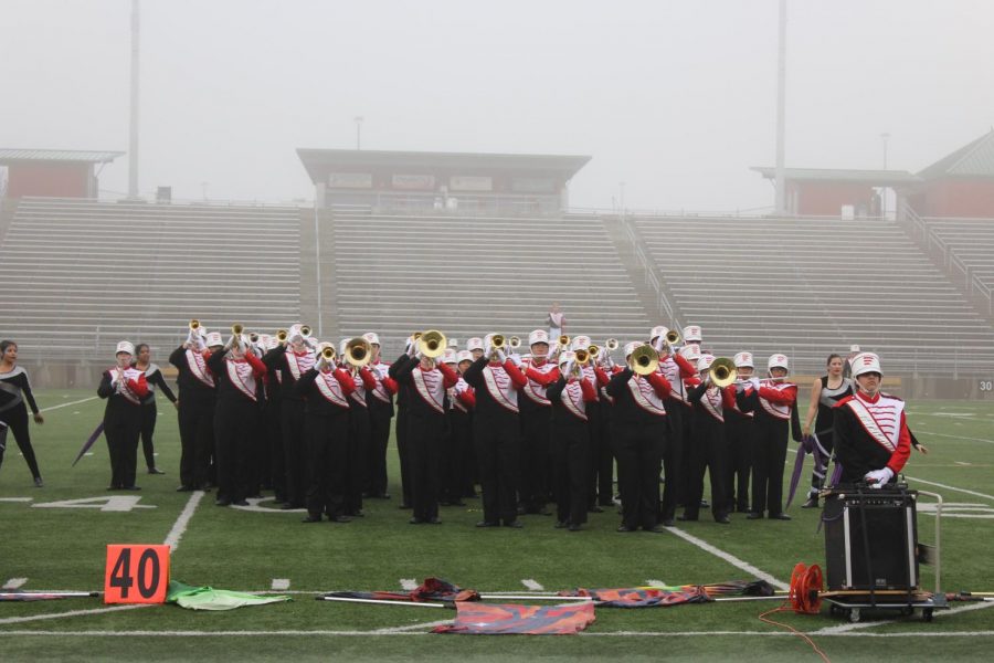 LHS Band Participates in a contest on October 14, 2017. All LHS students involved in a music program such as band, orchestra, or show choir are eligible to go on the 2019 trip. Photo by The Advocate. 