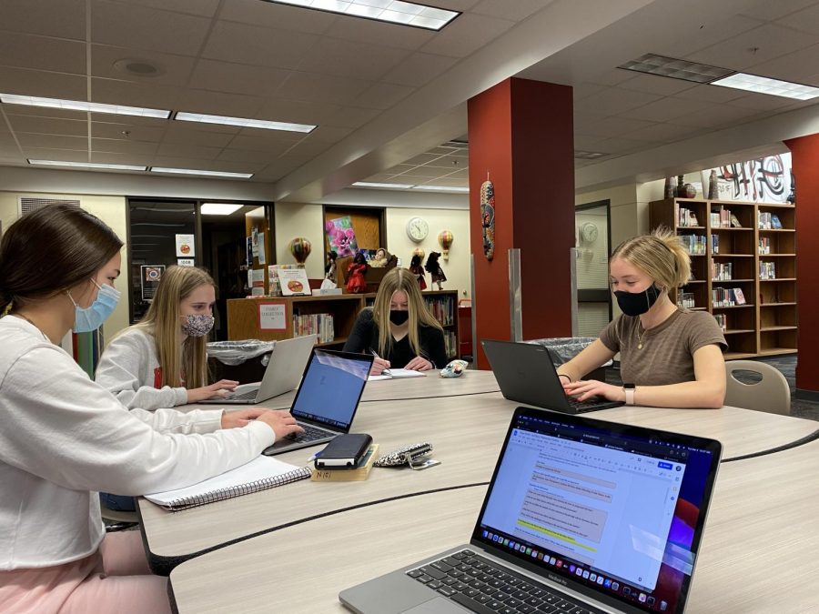 Students work on assignments in Media Center.