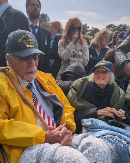 Kenneth KB Smith, LHS Class of 1946, being honored at Normandy Beach, France, by US President Joe Biden and French President Emmanuel Macron. 
Photo courtesy of LHS Social Media