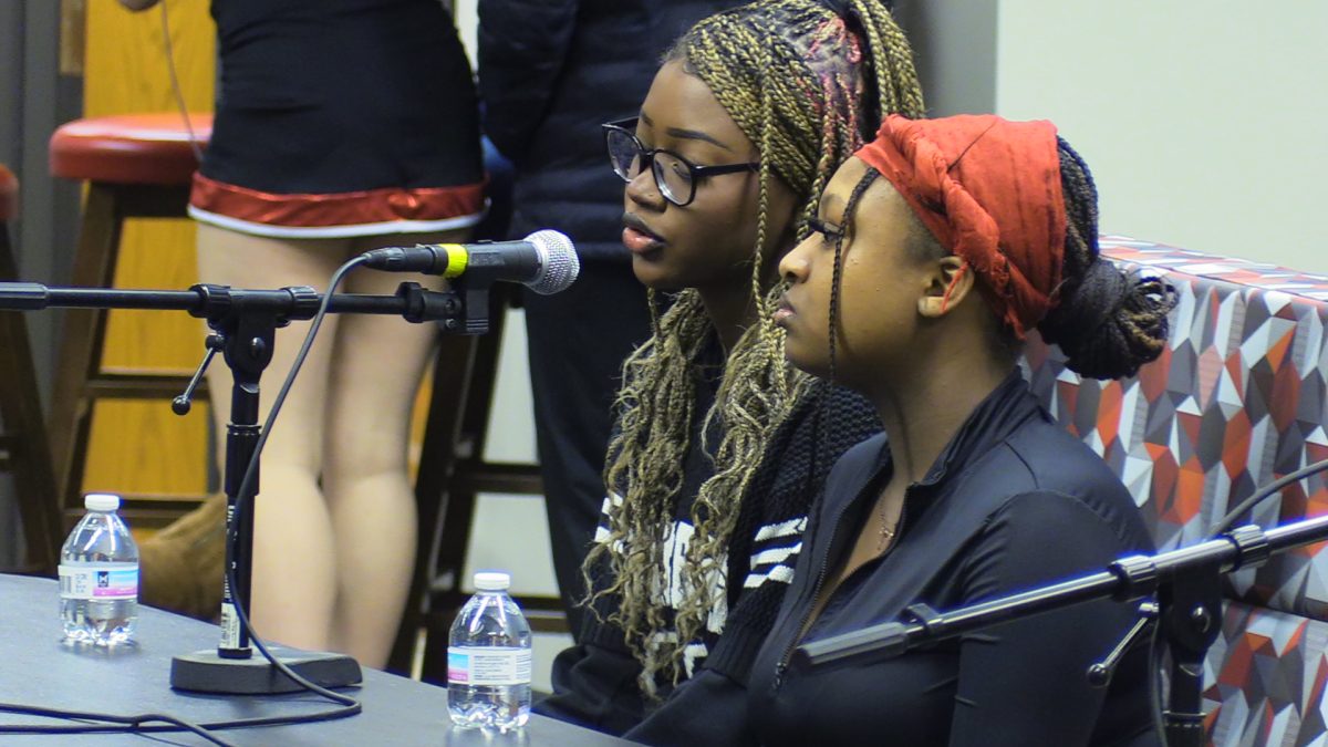 Student speakers from LHS responding to questions on panel.