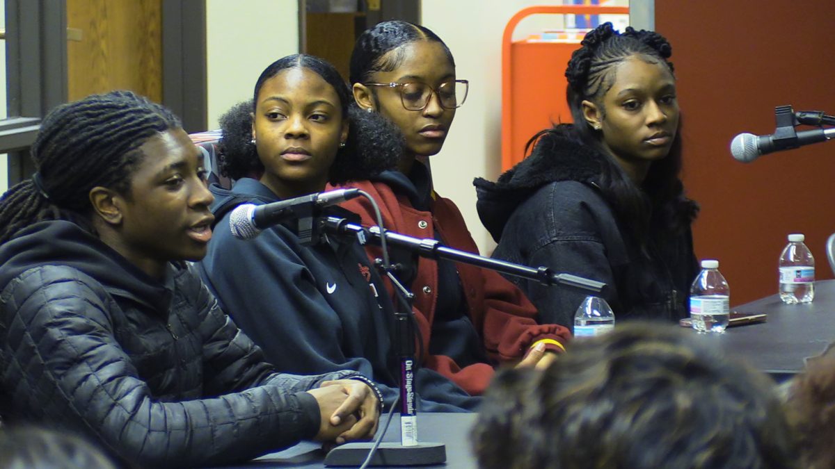 Student speakers from LHS responding to questions on panel.
